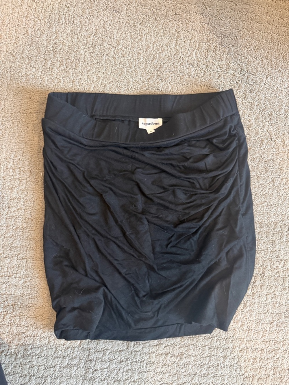 superdown Black Ruched Mini Skirt